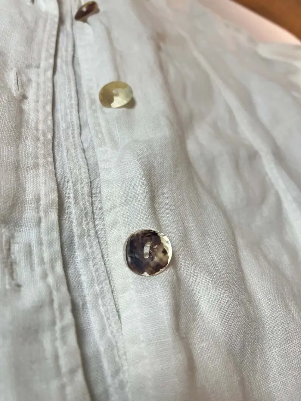 Cotton Wear White Linen Button Up Jacket Size S Vintage Made in USA